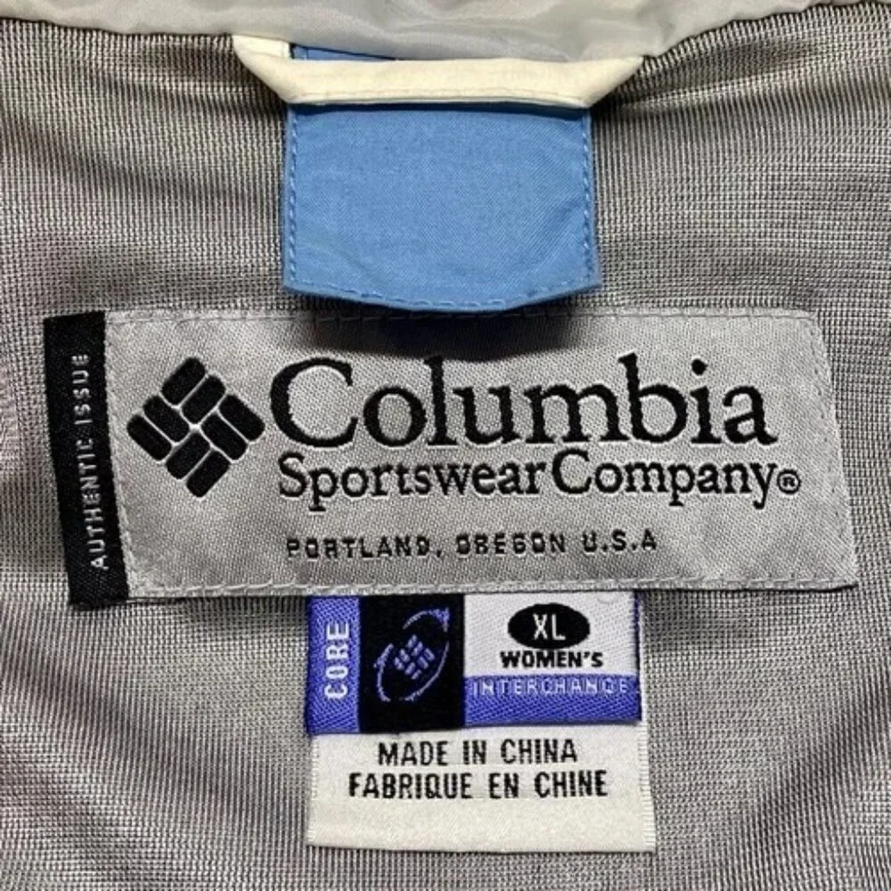 Columbia‎ Ski Jacket Women's XL Light Blue Core Interchange Hooded Winter Coat